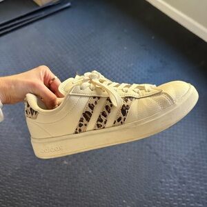 Adidas Women's Cream and Leopard Print Sneakers